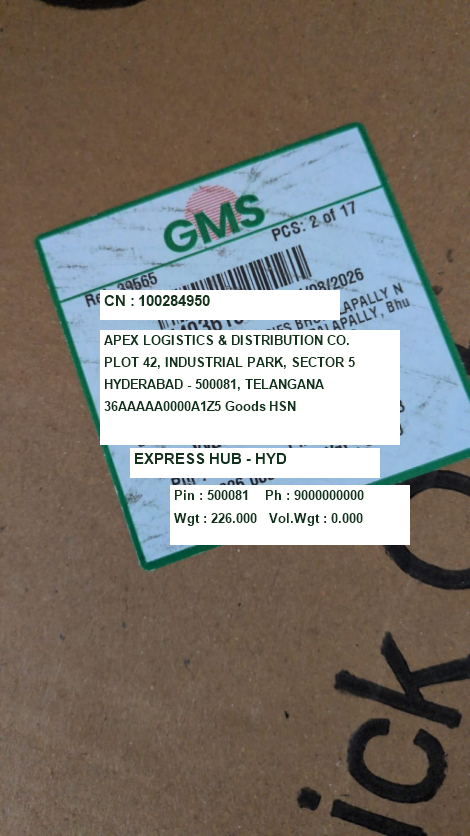 Original GMS Courier Box Package Sticker Before Redesign